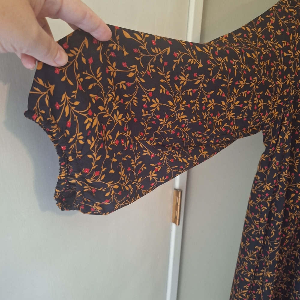 NWT Fall Color Ditsy Floral Midi Shift Dress Ruffled Hem XXL - Picture 11 of 16